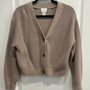 Rib knit cardigan beige